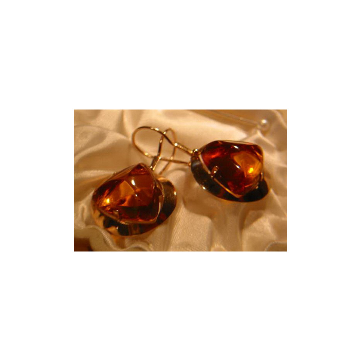 Russian Soviet silver rose gold plated 925 Amber earrings veab006